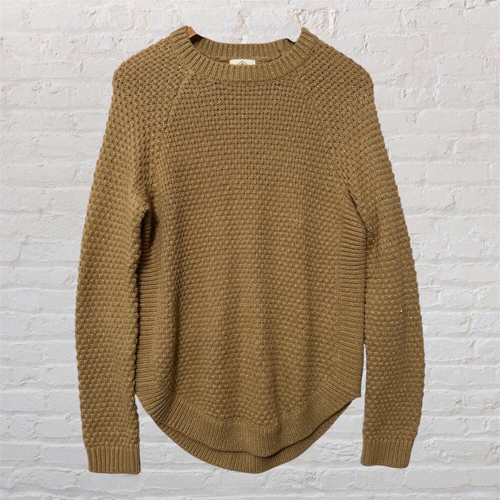 St John's Bay Womens Tan Gold Classic Cable Knit Pullover Sweater Size Medium